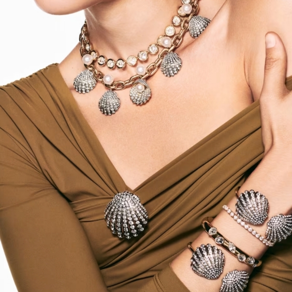 🌹RARE. Swarivski Shells Collection necklace Crystal pearls